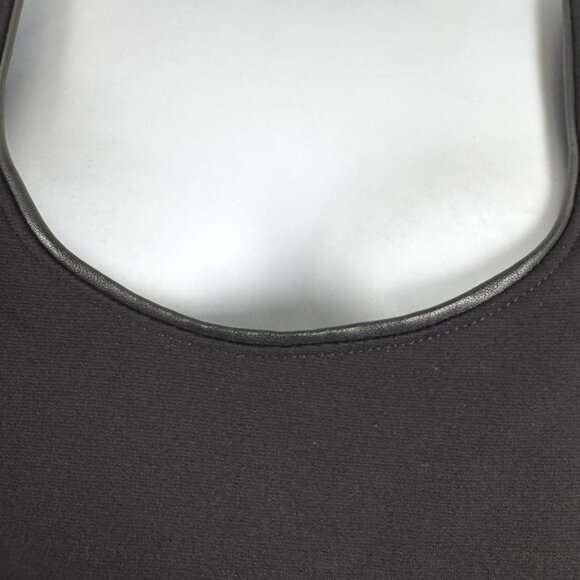 Eileen Fisher Ponte Dress Large Black Sleeveless Leather Trim NWT‎ DR-1730 - Picture 5 of 12